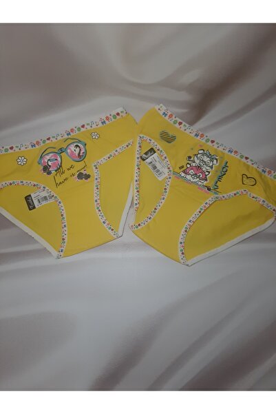 Butik Yellow Passion Girl Elastane Front Printed 2 Pcs Panties for Girls