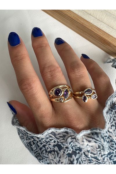 ringbox Set of 2 Purple Colored Stone Rings