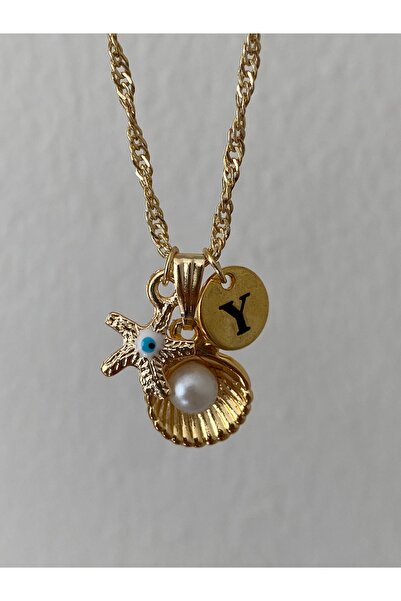 Fiamoss İstiridye Detaylı Harf Ve Nazar Kolye