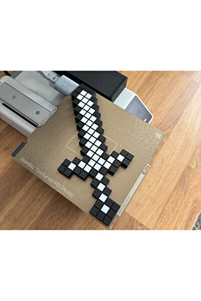 Phigo Minecraft Esintili 22 cm 3D Baskı İsim Yazılabilir Dekoratif Oyun Kılıcı