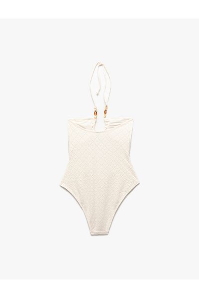 Koton Halter Neck Beaded Textured Mayokini