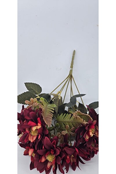 YASİMA 5 DALLI BORDO ÇAN ÇİÇEĞİ ARANJMANLI 34 CM VAZO SÜSÜ DEKOR ÇİÇEĞİ