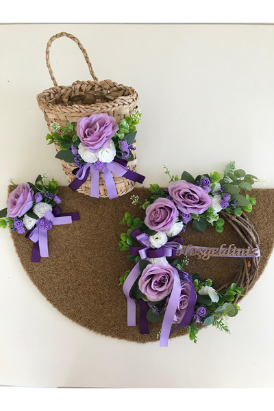 Zelis Design Kapı Önü Dekoru Kapı Süsü Coco Paspas Posta Sepeti 3lü Set