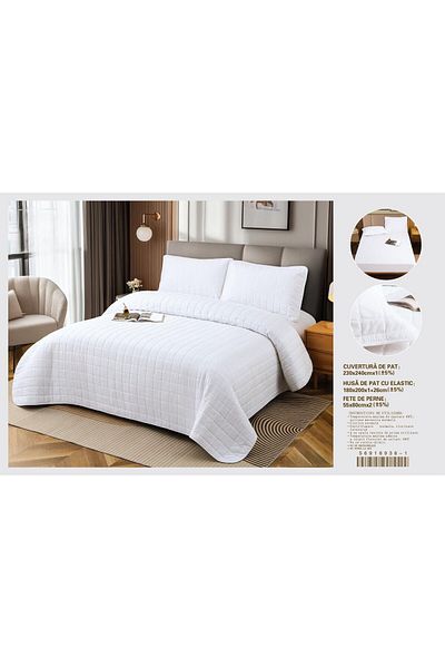 FIONNA.RO Premium 4-Piece Duvet Cover and Fitted Sheet Set - White