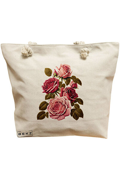 BEKZ Beach Tote Bag, Flower Bouquet 3 model, 40x51 cm, Cream, BEKZ®