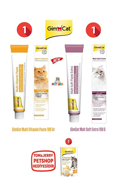 Gimcat Malt Soft Extra 100 gr Multivitamin 100 gr 2'li Set(Cheezies Peynirli ...