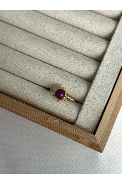 ringbox Steel Tarnish Purple Stone Ring