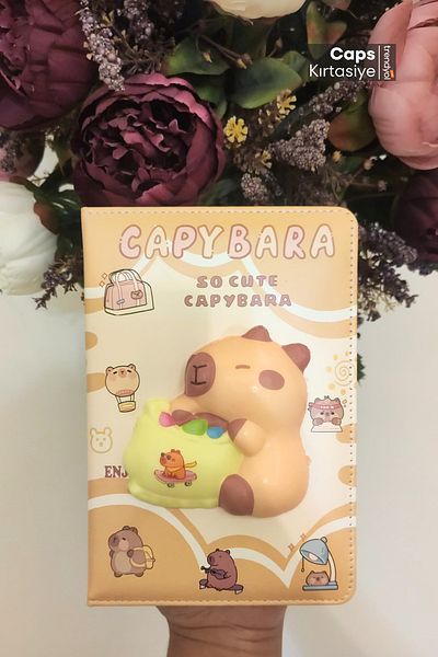caps anlarınızı paylaştığınız ortağınız 1 Piece Capybara Squishy (Sukuşi̇) Embossed Notebook – Fluffy Shiny Sukuşi Skuşi Capibara Notebook