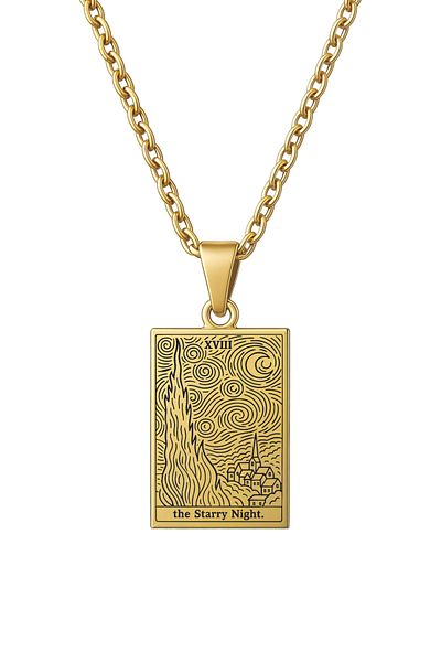 ArtinArt The Starry Night - Van Gogh Tarot Card |   316L Steel Necklace