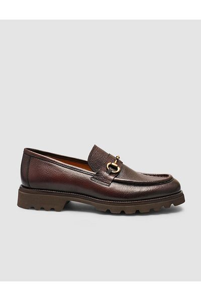 Cabani 100% Genuine Leather Brown Buckle Men's Casual Shoes