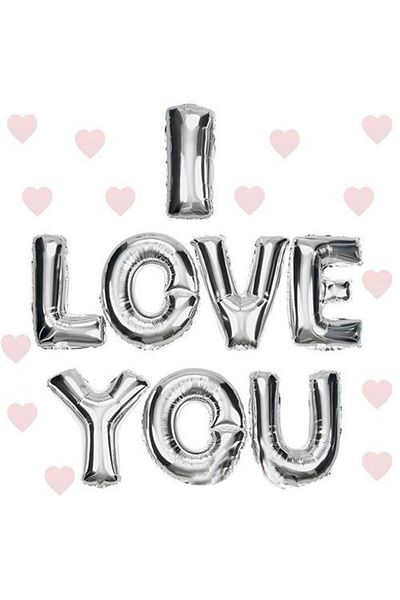 MBB ETİCARET    I Love You Foil Balloon Silver Color 35 cm