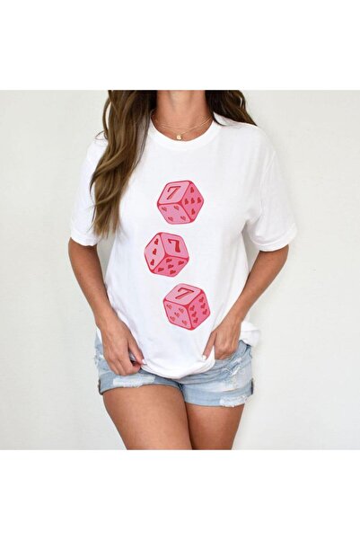 Elvino Tricou oversize unisex din bumbac cu decolteu rotund cu imprimeu 777 z...