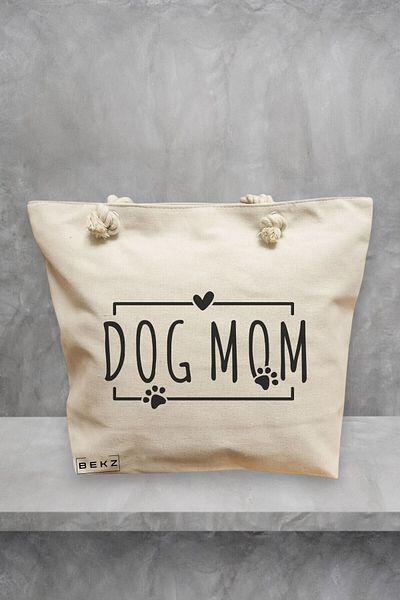 BEKZ Beach Tote Bag, Dog Mom 2 model, 40x51 cm, Cream, BEKZ®