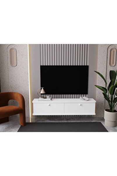 melura home LUNARIS TV ÜNİTESİ 140 CM 2 KAPAKLI OVAL KENAR %100 MDF DUVARA MONTE