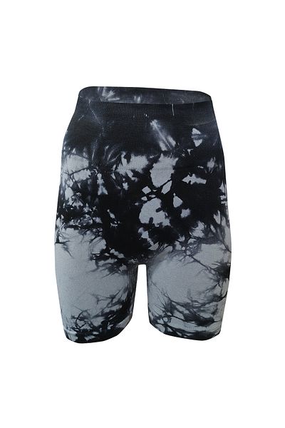 baim x Scrunch, fără sudură, cu talie înaltă, model Tie-Dye, cu șnur, colanți scurti de fitness