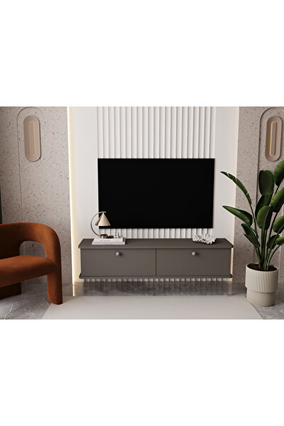 melura home LUNARIS TV ÜNİTESİ 140 CM 2 KAPAKLI OVAL KENAR %100 MDF DUVARA MONTE
