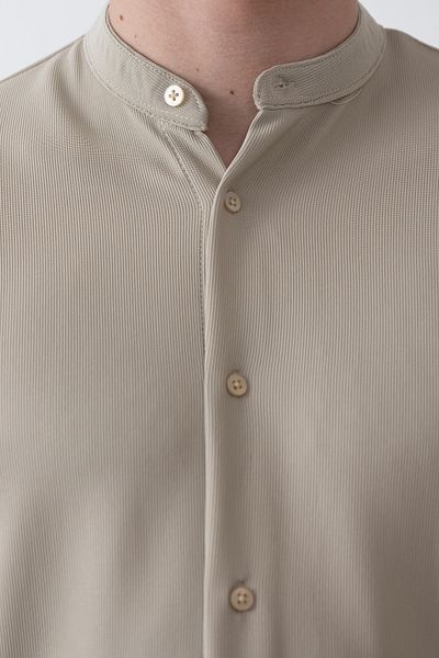 İLKCET MODA Ανδρικό πουκάμισο με γιακά από πέτρα από λύκρα