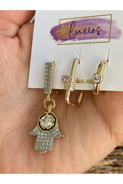 Lucios Vip Fatima 3 Piece Earring Set