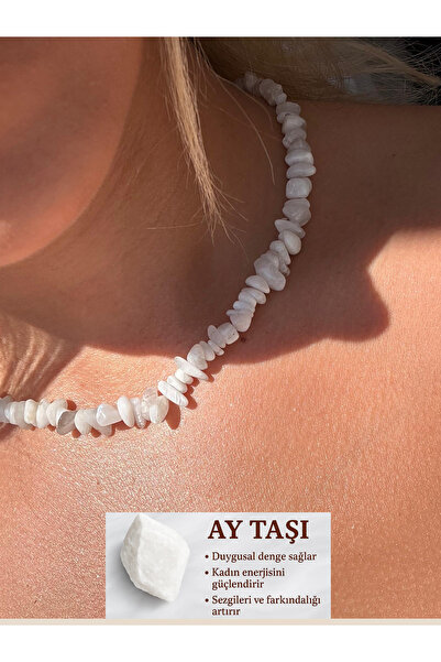 Vinlora Design Doğal Taş Ay Taşı Kırıktaş Kolye – Duygusal Dengeleyici El Yap...