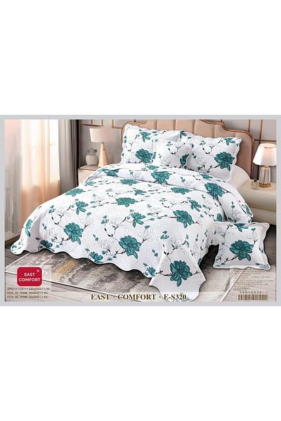 FIONNA.RO 5 Piece Duvet Cover Set - White With Turquoise Flowers