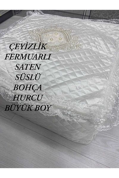 HMZ Textile Dowery Bohch Satin Zippered Bohch. Satin Bag Bohca Large Size