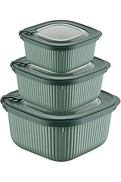 STOREMAX Orret Home 3-Piece Microline Storage Container Set, 600-1100-1800 Ml, Microwaveable with Air Release Lid