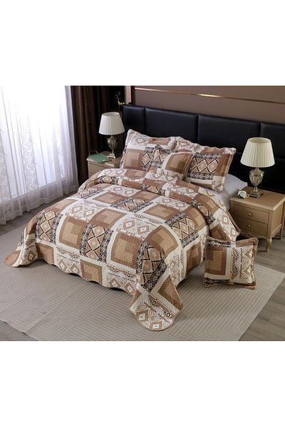 FIONNA.RO 5 Piece Duvet Set - Brown Checkered