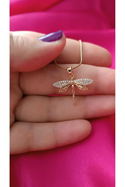 shop Çelik Kararma Yapmaz Yusufçuk Figürlü Zirkon Taşlı Zarif Şık Kadın Kolye