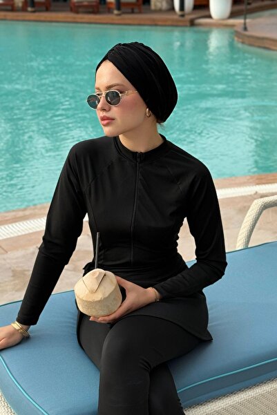 Genel Markalar 3Lü Tesettür Mayo Takım Siyah