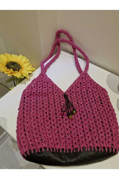 Sözen Home Design Sözen Home Lined Straw Bag / Hand Knitted Bag / Handmade Bag / Summer Bag / Beach Bag