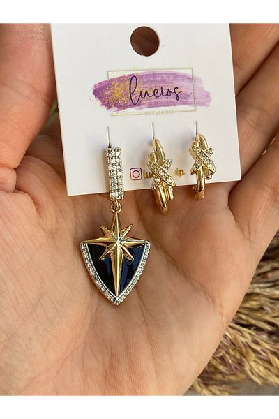Lucios Vip North Star 3 Piece Earring Set