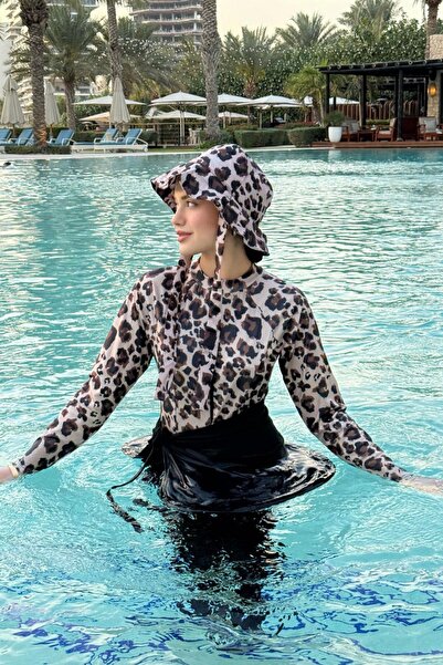 Genel Markalar 3Lü Tesettür Mayo Takım Leopar