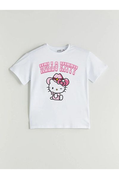 LC Waikiki Lcw Kids White Crew Neck Hello Kitty Printed Girls T-Shirt