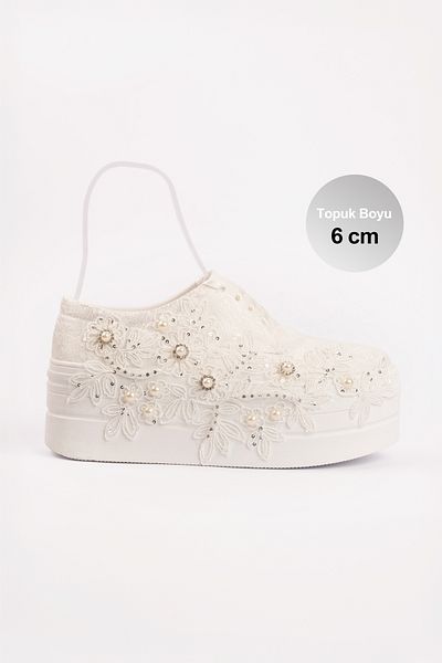 E&L Company 6cm Bride Konverse, Embroidered. Off-White, Bird Light.