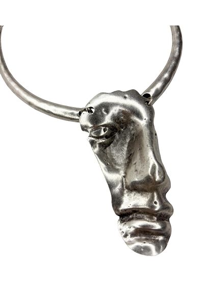 Smyrna Silver Plated Zamak Necklace (Face Necklace)