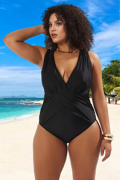 PayBuy Comfortable Deep V Neck Relaxed Fit Plus Size Swimsuit Full Support Premium Quality Wide