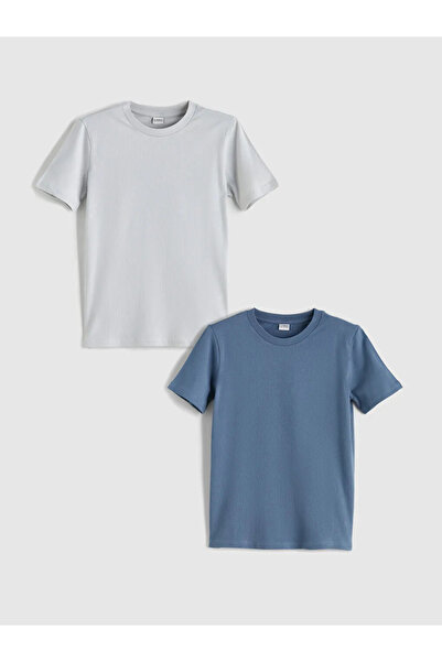 LC Waikiki LCW Kids Blue okrugla kragna majica za dečake, pakovanje od 2 komada