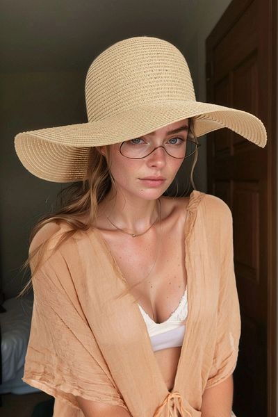 bacc Beige Wide Straw Hat Bcnsv-2514232