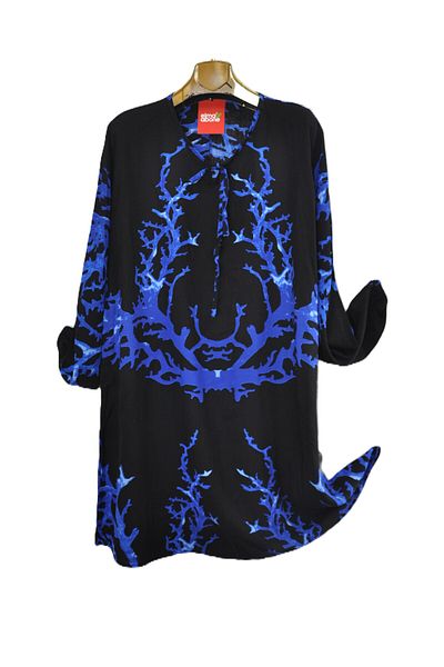 elma abone Large Size Viscose Lace-Up Tunic