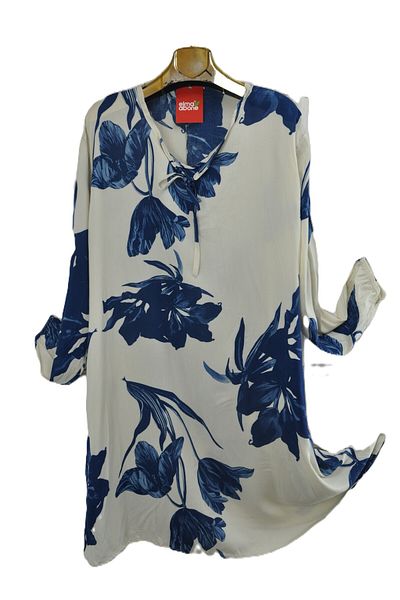 elma abone Large Size Viscose Lace-Up Tunic