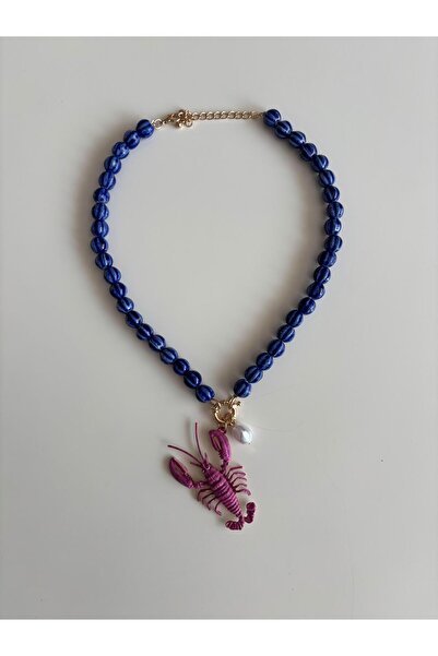 Trevi Accessories Brand Blue Bead Lobster Necklace