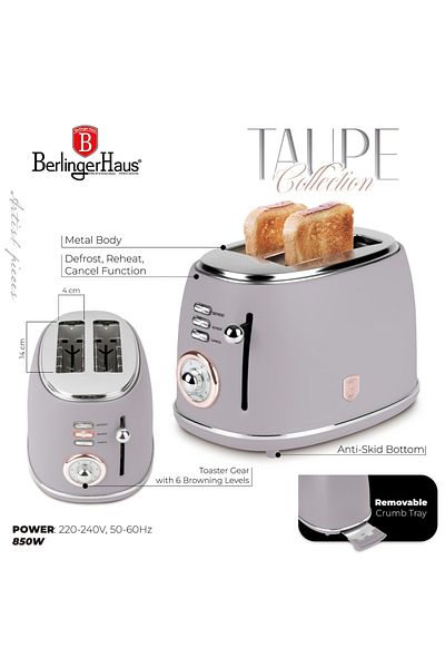 Berlinger Haus Taupe Berlinger Haus BH 9518 toaster, gray