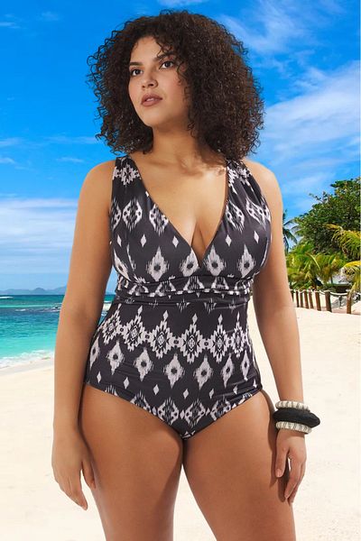 PayBuy Comfortable Patterned Gathered Relaxed Fit Plus Size Swimsuit All Sizes Classy XXL