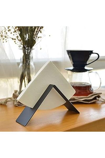 JaguArt Thorqart filter coffee paper holder stand apparatus decorative metal napkin holder, black