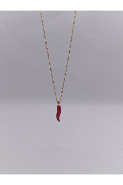 Kjewelry 925 Ayar Gümüş Kırmızı Biber Kolye 14k Altın Kaplama