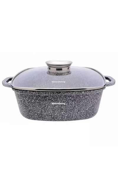 Klausberg Square pot with lid 28x28 cm, 6.5L – Klausberg KB 7532, non-stick marble coating, gray, induction