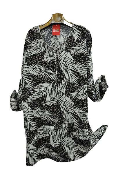 elma abone Large Size Viscose Lace-Up Tunic