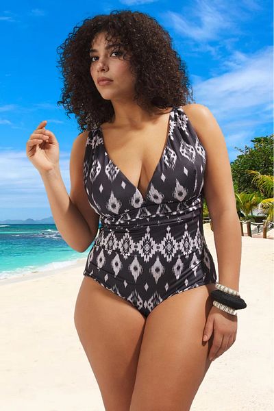 PayBuy Comfortable Patterned Gathered Relaxed Fit Plus Size Swimsuit All Sizes Classy XXL