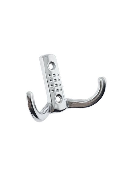 OEM Cuier metal mobila sau perete, cu 2 agatatori de 2 cm, 2 orificii, 85 x 57 x 30 mm, crom lucios