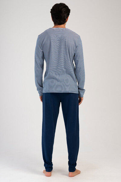 VİENETTA Cotton Men's Interlock Long Sleeve Pajamas Set